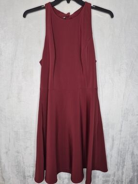 Gal Meets Glam Helen Bow Back Fit & Flare Dress Burgundy Wine Petite 12P